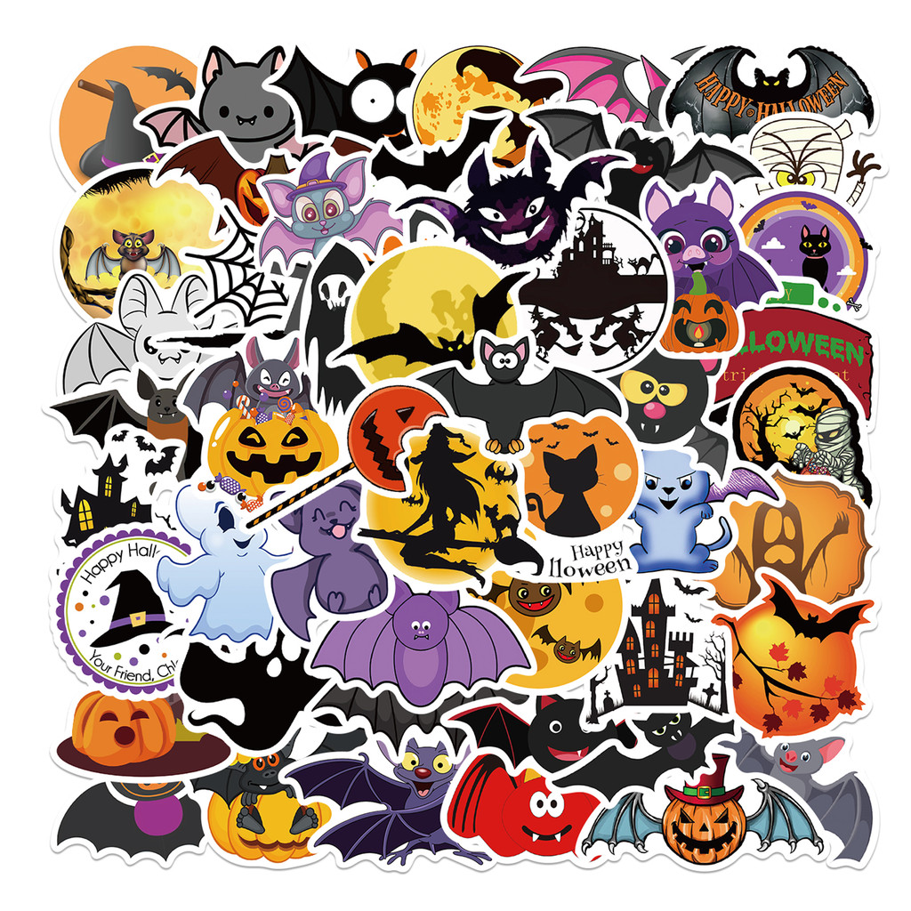 Sports Equipment Store - 50Pcs Stiker Pola Halloween Gelap, Stiker