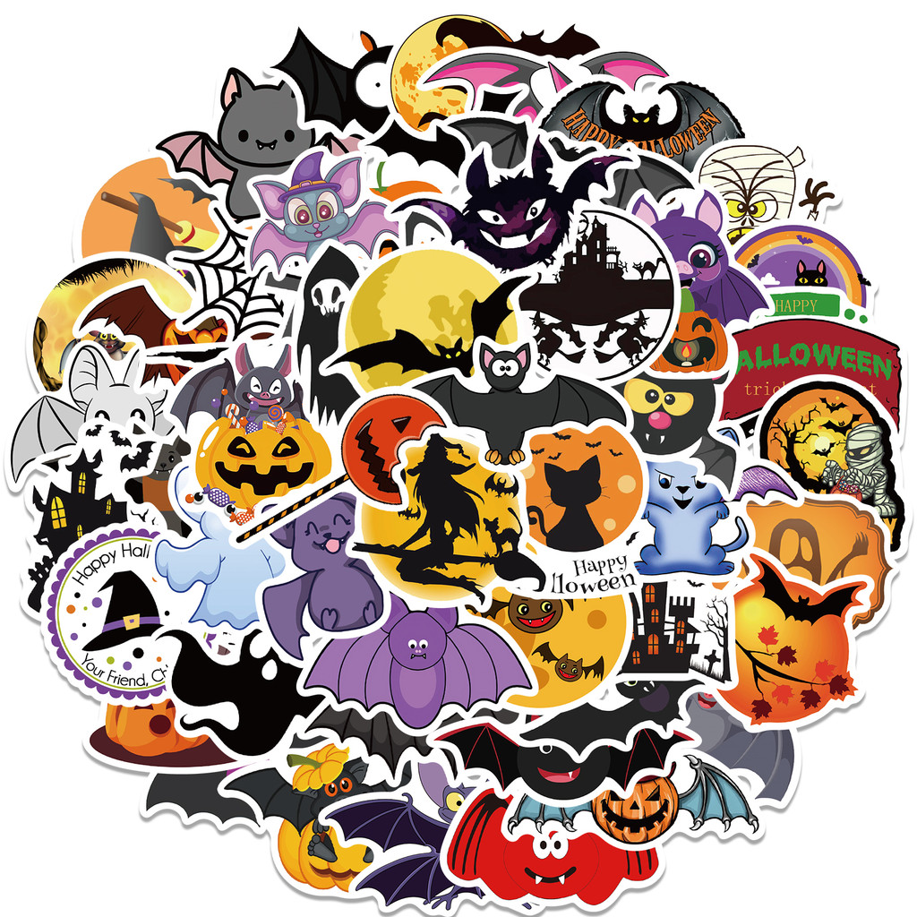 50Pcs Stiker Pola Halloween Ge - Sports Equipment Store ulasan dan harga
