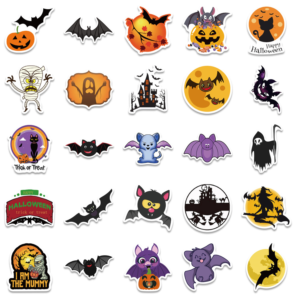 50Pcs Stiker Pola Halloween Ge - Sports Equipment Store ulasan dan harga